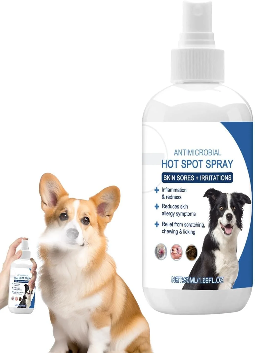 اسپری مرطوب کننده حیوانات خانگی آزونی، اسپری مرطوب کننده پوست و مو برای سگ، اسپری پاک کننده موی سگ، اسپری از بین برنده بوی سگ، اسپری باز کننده گره مو، نرم کننده براق کننده سگ و اسپری تسکین خارش