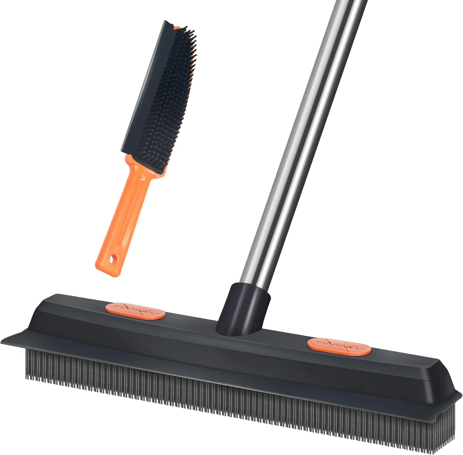 برس موی حیوانات خانگی لاستیکی Azonee با تیغه لاستیکی، چنگک فرش برای جمع آوری موی حیوانات خانگی با دسته بلند، پرزگیر قابل حمل، جارو نرم برای فرش کرکی، چوب سخت، کاشی، پنجره