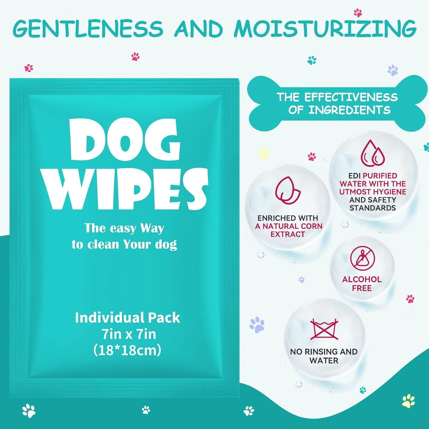 دستمال مرطوب حیوانات خانگی برای سگ و گربه، دستمال مرطوب نظافتی Azonee برای پنجه، گوش و خز، خوشبو کننده و ضد حساسیت، فوق العاده نرم و بادوام، ایده آل برای تمیز کردن روزانه، 20 عدد (بسته 2 عددی)
