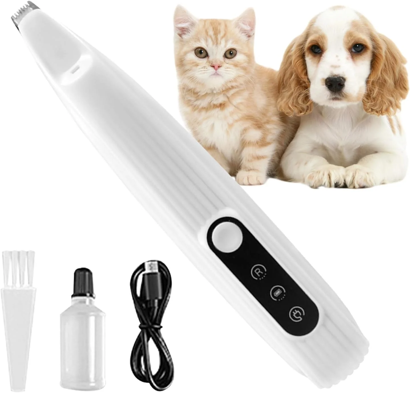 ماشین اصلاح موی حیوانات خانگی Azonee، استفاده آسان، موزن پنجه سگ قابل شارژ، اصلاح سریع ضد آب بی سیم گربه و سگ های کوچک، ماشین اصلاح برقی کوچک حیوانات خانگی برای اصلاح (سفید)