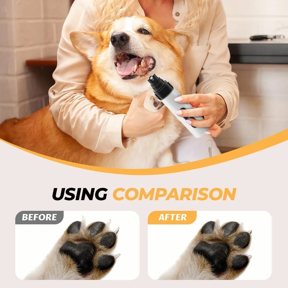 سوهان ناخن بی صدا، سوهان ناخن اتوماتیک 2 سرعته حیوانات خانگی برای سگ و گربه، ناخن گیر سگ با سرهای سنگ زنی جایگزین، مراقبت ملایم از پنجه، ناخن گیر برقی قابل شارژ جدید