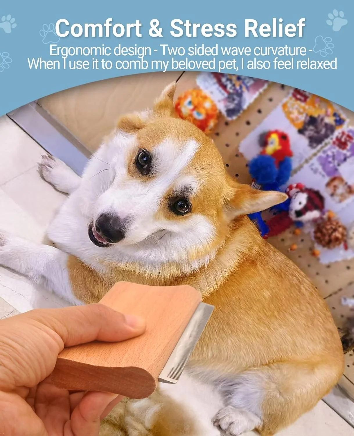برس موزدایی سگ آزونی | ابزار حذف موی حیوانات خانگی برای سگ و گربه | برس نظافت دندانه دار برای موهای کوتاه و بلند - شانه موزدایی آسان برای لوازم نظافت سگ و گربه