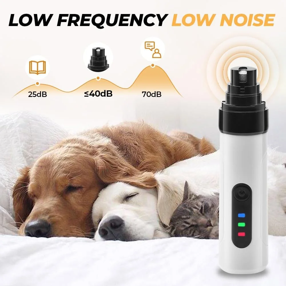 سوهان ناخن بی صدا، سوهان ناخن اتوماتیک 2 سرعته حیوانات خانگی برای سگ و گربه، ناخن گیر سگ با سرهای سنگ زنی جایگزین، مراقبت ملایم از پنجه، ناخن گیر برقی قابل شارژ جدید