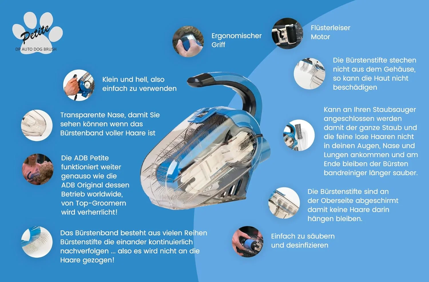 برس سگ اتوماتیک - برس سگ - برس لیسه برقی برای سگ های با موهای متوسط تا بلند - شلنگ انعطاف پذیر برای اتصال به جاروبرقی شما - تسمه برس سفید برای باز کردن گره های بسیار قوی برس سگ اتوماتیک - برس سگ - برس لیسه برقی برای سگ های با موهای متوسط تا بلند - شلنگ انعطاف پذیر برای اتصال به جاروبرقی شما - تسمه برس سفید برای باز کردن گره های بسیار قوی