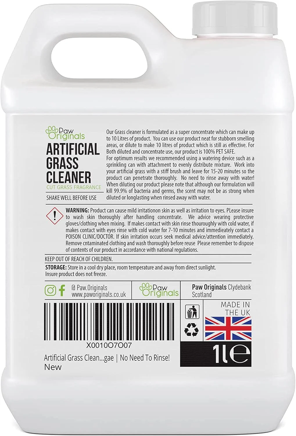 مایع تمیز کننده چمن مصنوعی مناسب سگ ها و حیوانات خانگی 3 در 1 | فوق العاده غلیظ، 10 لیتر محلول می دهد! | ضد عفونی کننده، خوشبو کننده، از بین برنده ادرار | از بین برنده خزه و جلبک | بدون نیاز به آبکشی!