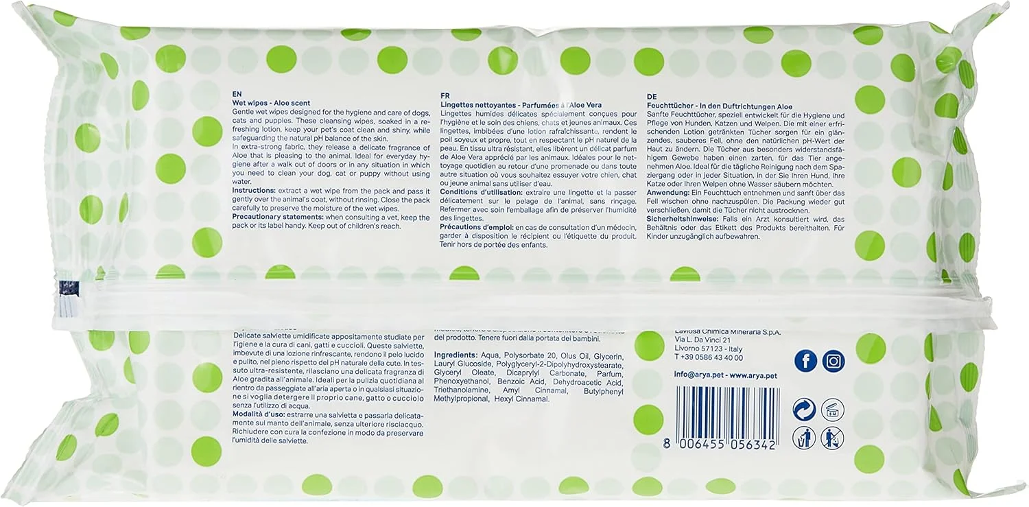 دستمال مرطوب آریا با عصاره آلوئه ورا، 40 عدد