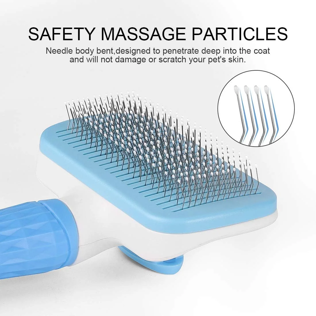 برس موی سگ و گربه خود تمیز شونده N/C Atlamia با ذرات ماساژ، از بین برنده موهای شل و گره خورده، سازگار با پوست و تقویت گردش خون - آبی