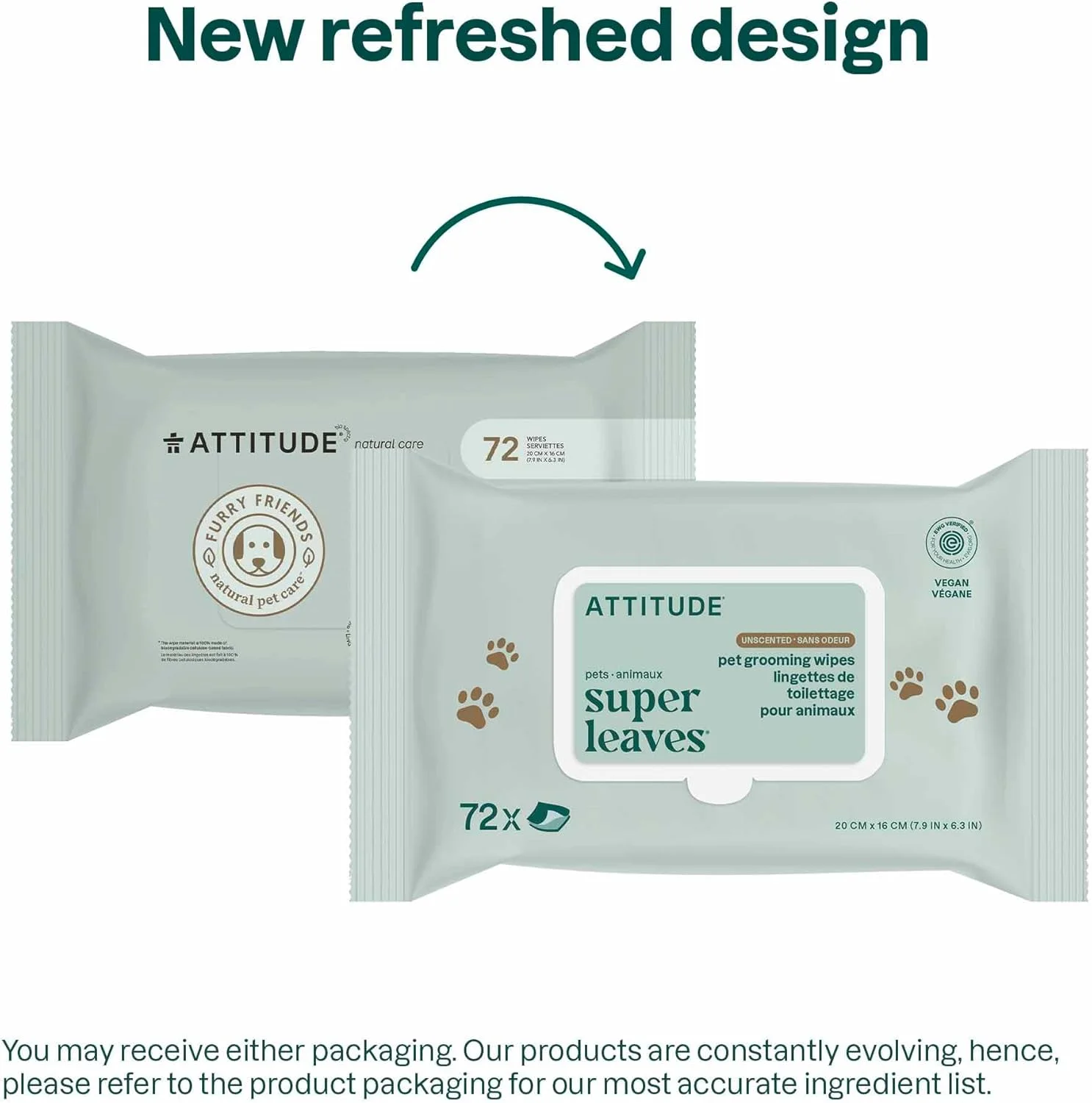 دستمال مرطوب نظافت حیوانات خانگی Attitude بسته 72 عددی دستمال مرطوب نظافت حیوانات خانگی Attitude بسته 72 عددی