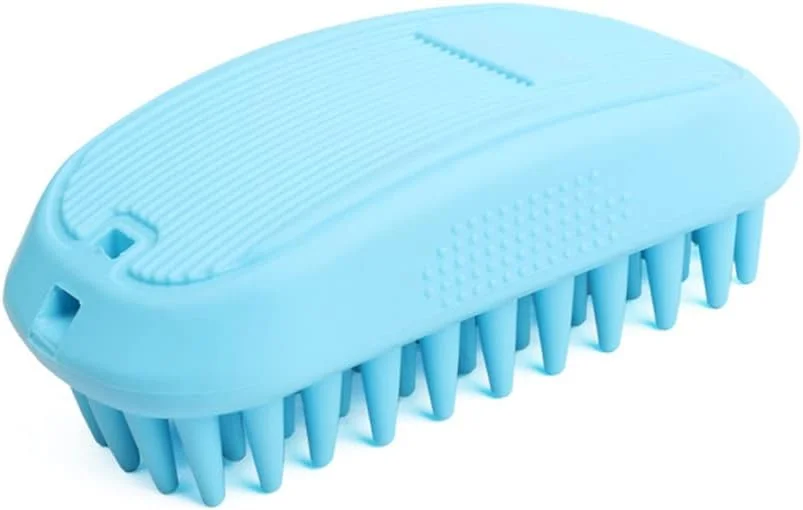 برس حمام سگ Arabest، برس نظافت، تمیز کردن و ماساژ موی حیوانات خانگی، برس شامپو سیلیکونی نرم برای سگ های مو کوتاه و بلند (آبی)