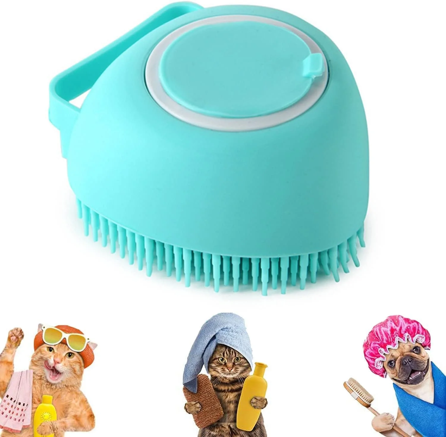 برس حمام حیوانات خانگی Aputue، اسکرابر ماساژ سیلیکونی نرم با پخش کننده صابون برای سگ ها و گربه ها، برس تمیز کننده ملایم برای توله سگ ها و حیوانات خانگی کوچک، برس شامپو سگ برای حمام و مراقبت از خز