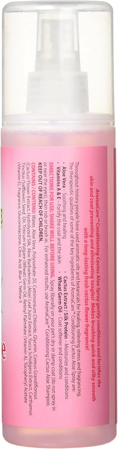 اسپری باز کننده گره مو سگ و گربه آرومکر با رایحه کاکتوس و آلوئه ورا، حجم 236 میلی لیتر اسپری باز کننده گره مو سگ و گربه آرومکر با رایحه کاکتوس و آلوئه ورا، حجم 236 میلی لیتر