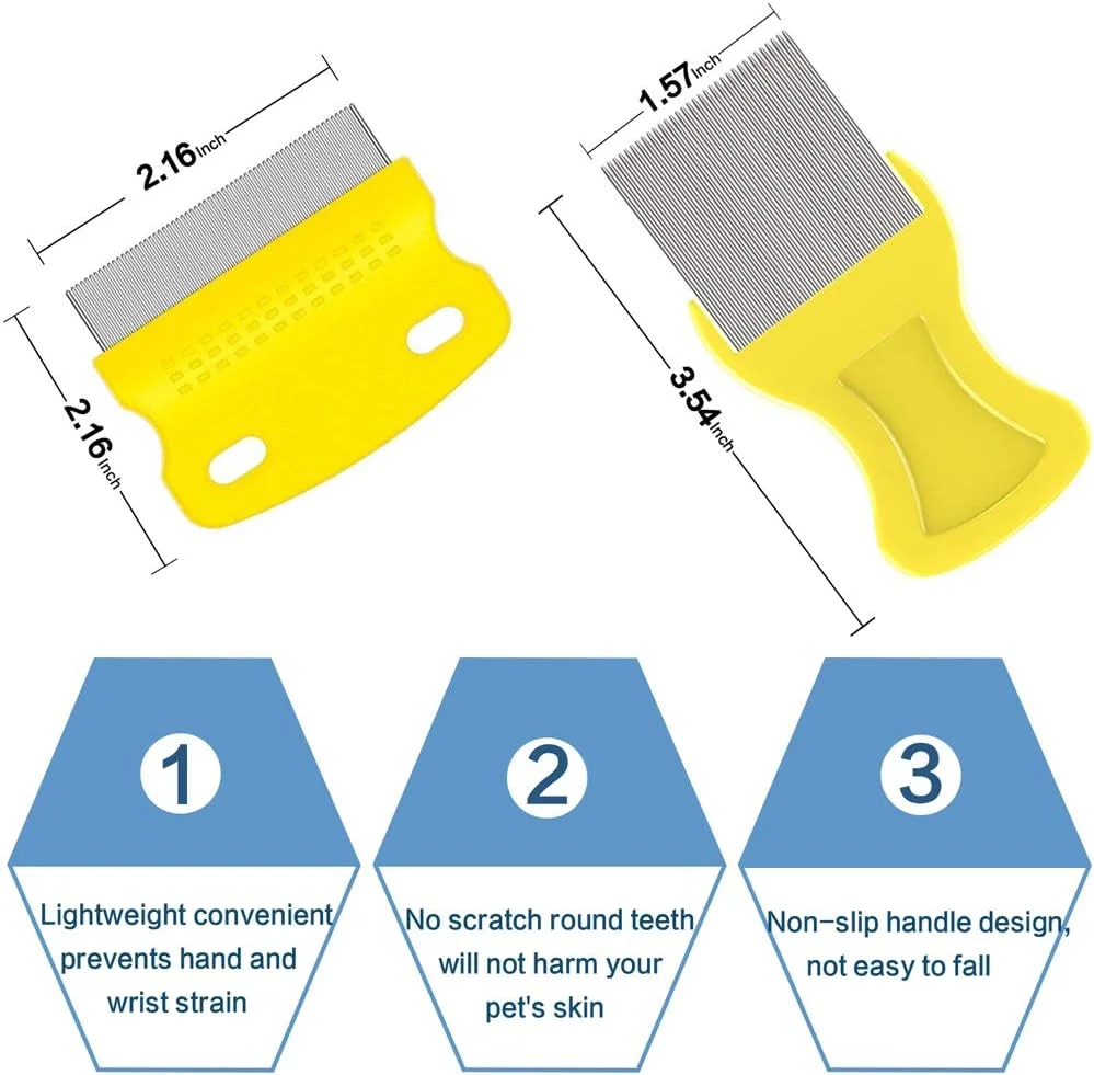 شانه حیوانات خانگی Aoche، شانه چشم سگ برای لکه های اشک، شانه کک برای گربه ها سگ ها حیوانات خانگی کوچک (3 عدد)