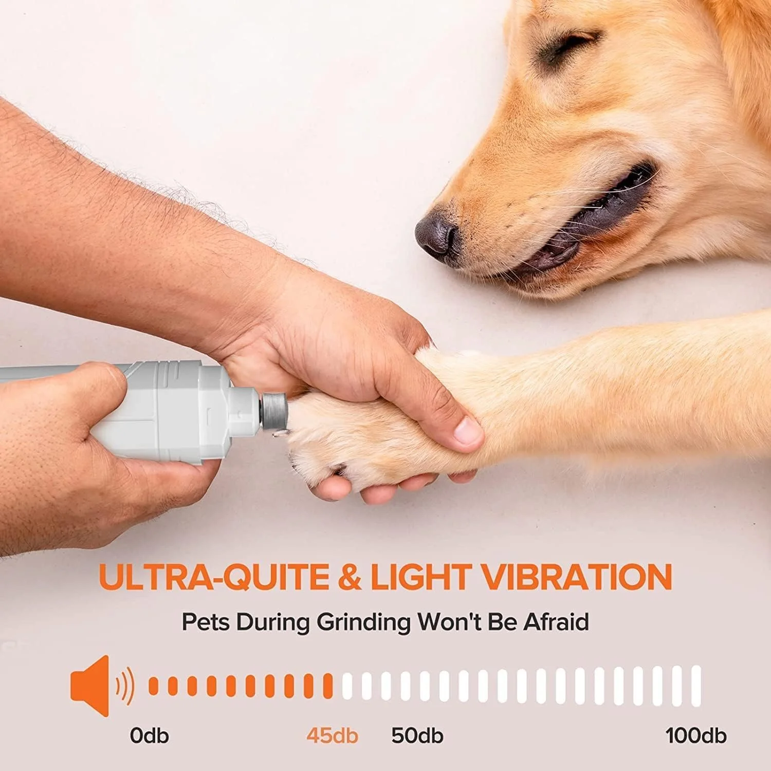 سوهان برقی ناخن سگ Aputue، ماشین اصلاح ناخن حیوانات خانگی شارژی و بی سیم، ماشین اصلاح ناخن سگ یا گربه کم صدا با چراغ LED، سوهان ناخن حیوانات خانگی برای سگ های کوچک، متوسط ​​و بزرگ (سفید)