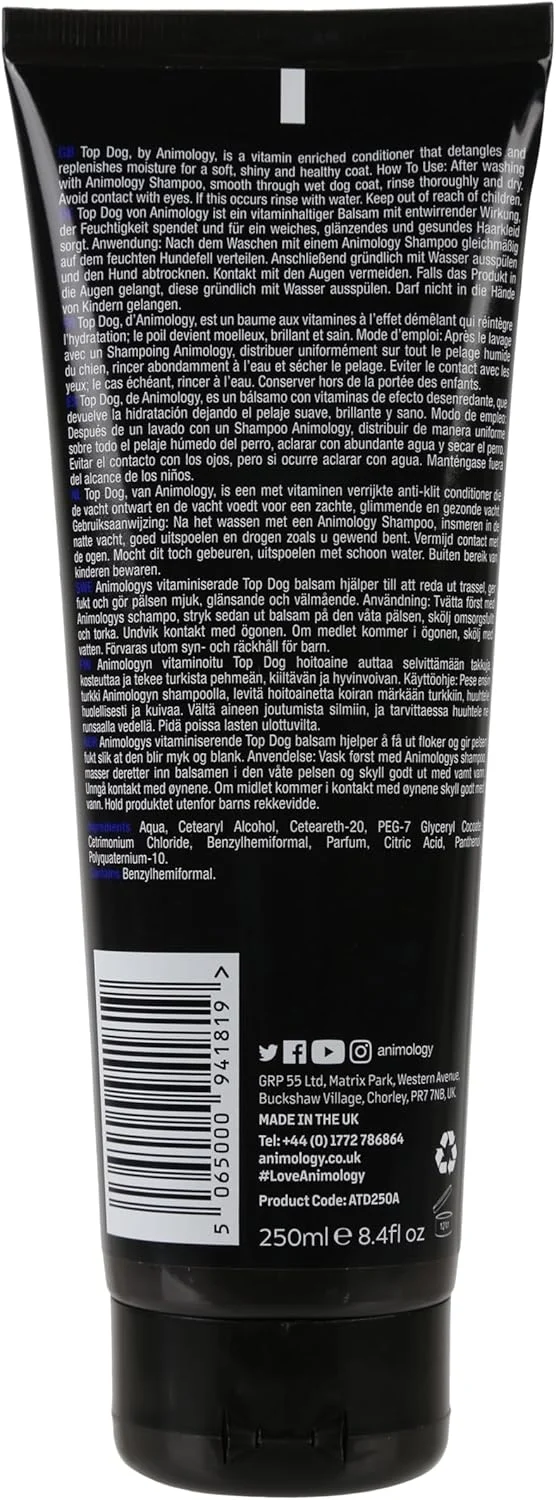 نرم کننده موی سگ Animology مدل Top Dog حجم 250 میلی لیتر