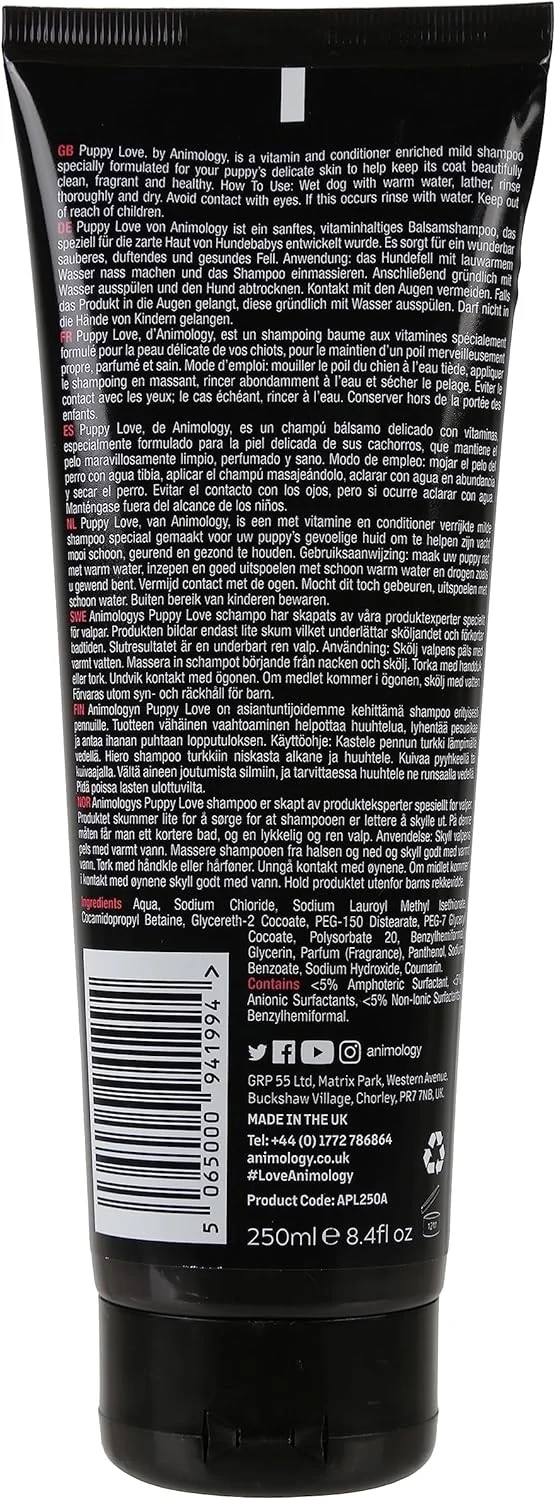 شامپو سگ آنیمولوژی مدل PUPPY LOVE حجم 250 میلی لیتر
