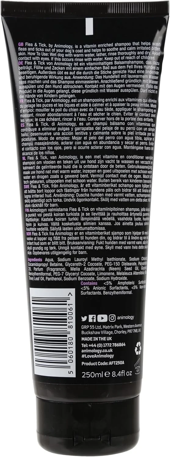 شامپو سگ ضد کک و کنه Animology حجم 250 میلی لیتر
