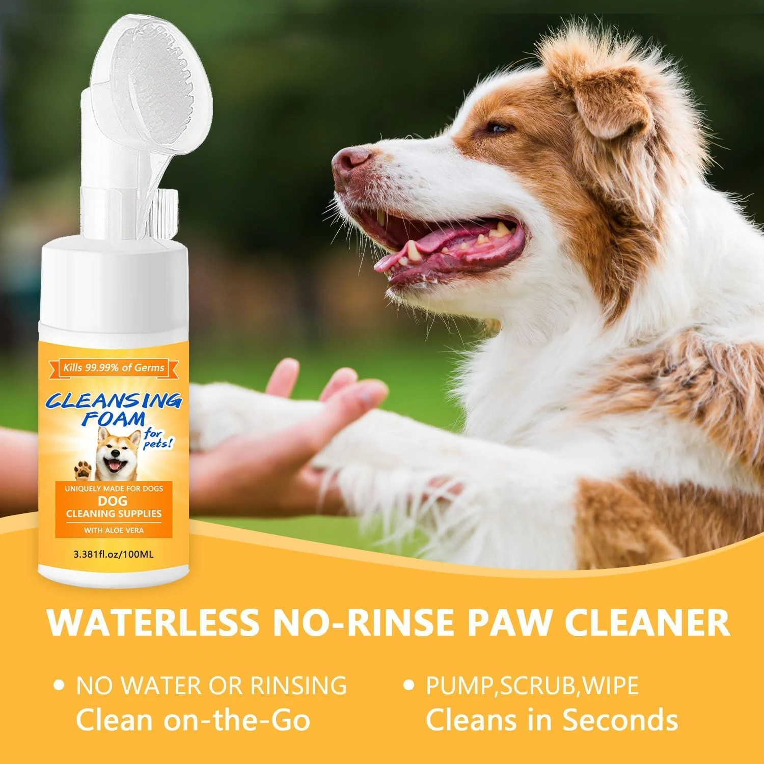 تمیز کننده آنتی باکتریال پنجه سگ، فرمول فوم بدون نیاز به آبکشی با برس اسکرابر داخلی - رایحه تروپیکال اسپلش، 148 میلی لیتر - مراقبت ملایم برای پنجه های تمیز و رایحه تازه در حال حرکت