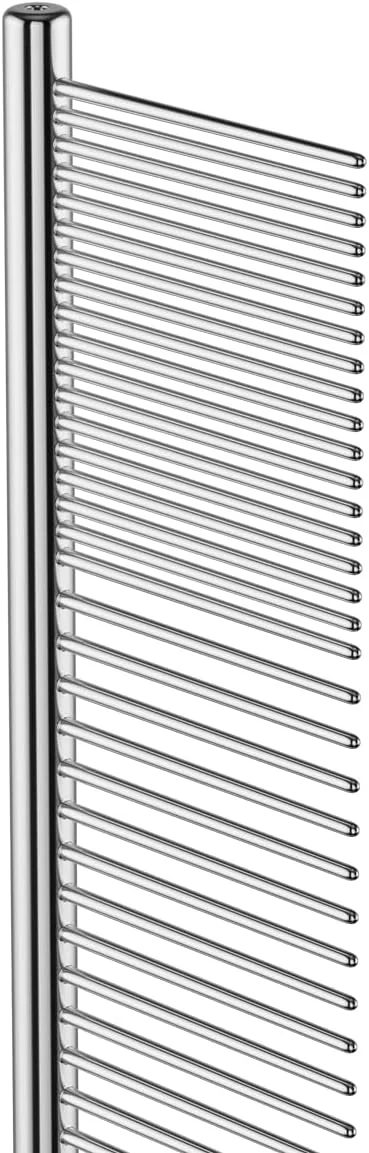 شانه استیل 25 سانتی‌متری اندیس 68545 برای گره، نمد و از بین بردن موهای شل - ابزار موثر باز کردن گره، راحت، سبک وزن، قابل حمل و ایمن برای سگ، گربه و حیوانات خانگی - نقره‌ای