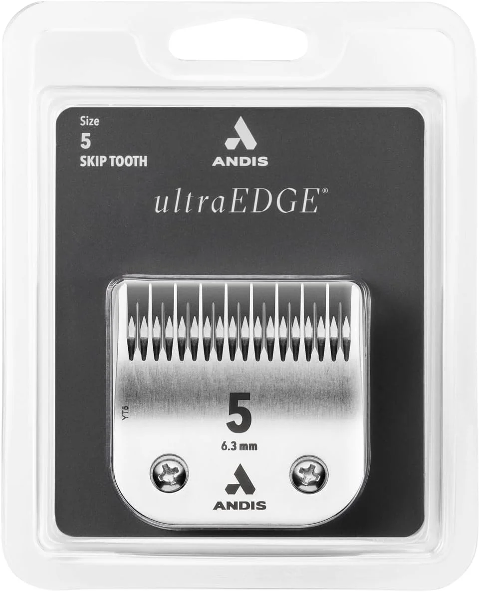 تیغه ماشین اصلاح سگ اندیس 72640 با لبه فولادی کربنی، سایز 5 دندانه پرشی، طول برش 1/4 اینچ، کروم