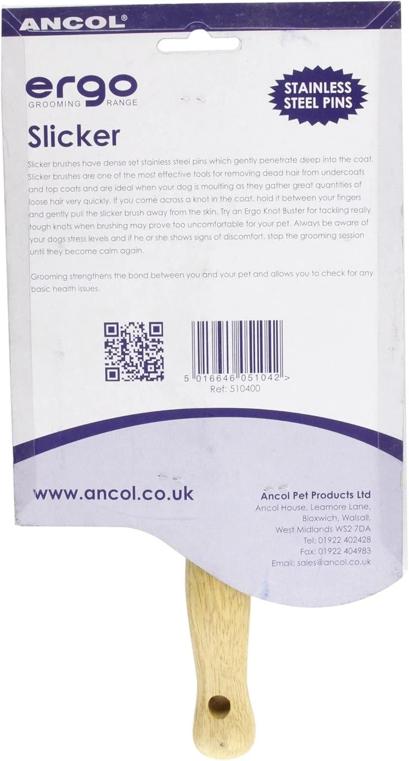 برس مو سگ آنکول با دسته چوبی، مناسب برای توله سگ و حیوانات خانگی، برس سیمی بزرگ برای از بین بردن موهای مرده و گره خوردگی، افزایش درخشندگی مو، دسته چوبی بزرگ