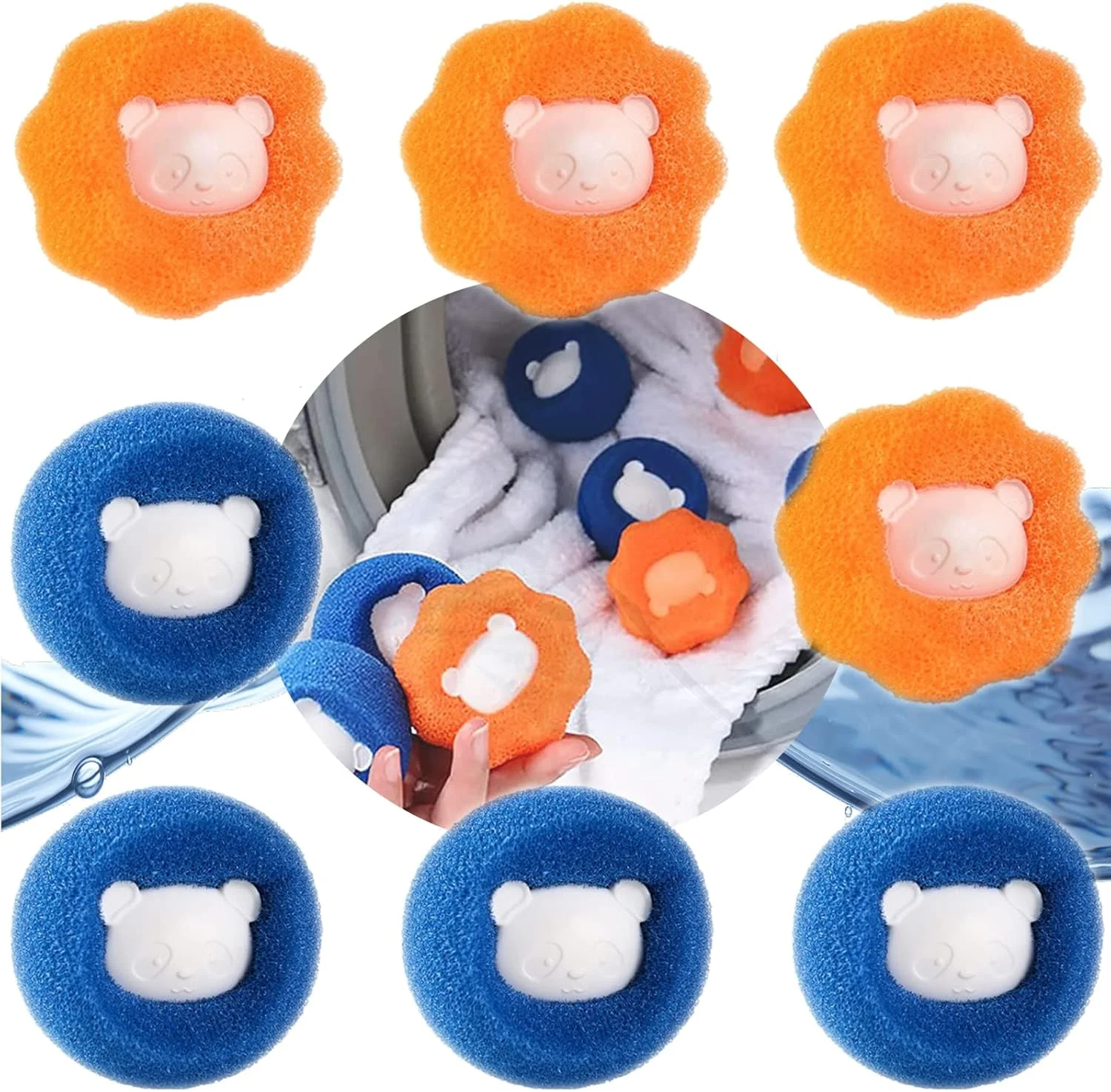 آکوسلاله 8 عددی از بین برنده موی سگ برای ماشین لباسشویی، توپ خشک کن برای از بین بردن موی حیوانات خانگی، گیرنده موی حیوانات خانگی برای لباسشویی