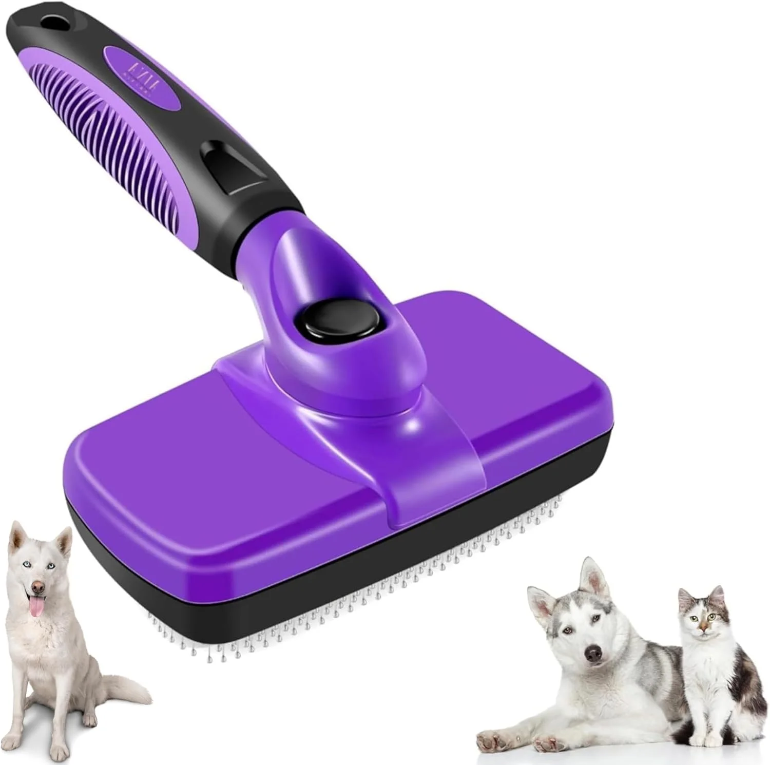 برس نظافت حیوانات خانگی خود تمیز شونده AINA | برس جمع شونده Slicker برای سگ و گربه، ریزش مو، باز کردن گره و از بین بردن مو با دکمه تمیز کردن با یک کلیک | موثر، راحت و ایده آل برای نظافت حیوانات خانگی