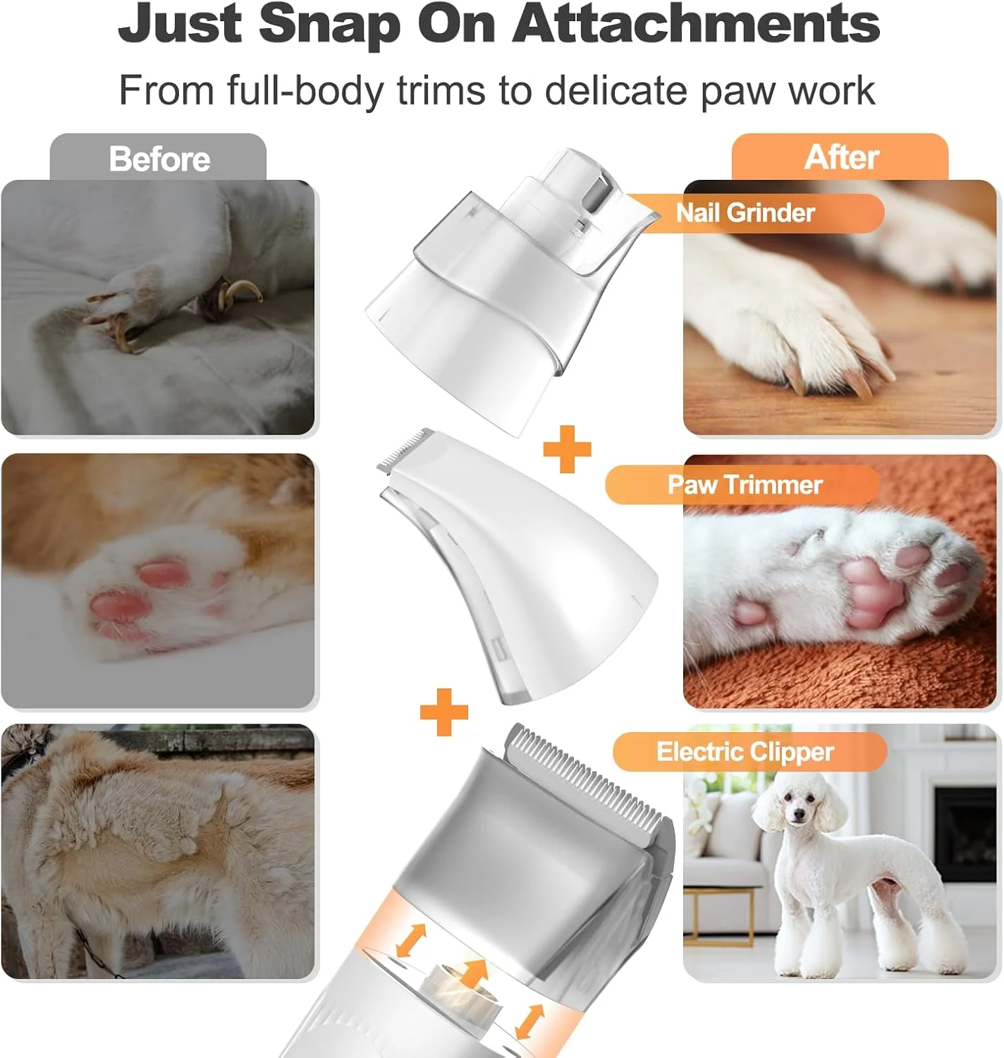 کیت پیرایش سگ Afloia 6 در 1، جاروبرقی پیرایش حیوانات خانگی برای ریزش مو، جاروبرقی موی سگ با ماشین اصلاح، ناخن گیر و سوهان، برس پیرایش حیوانات خانگی در خانه، موبر کم صدا گربه، مخزن گرد و غبار 1.5 لیتری، سفید