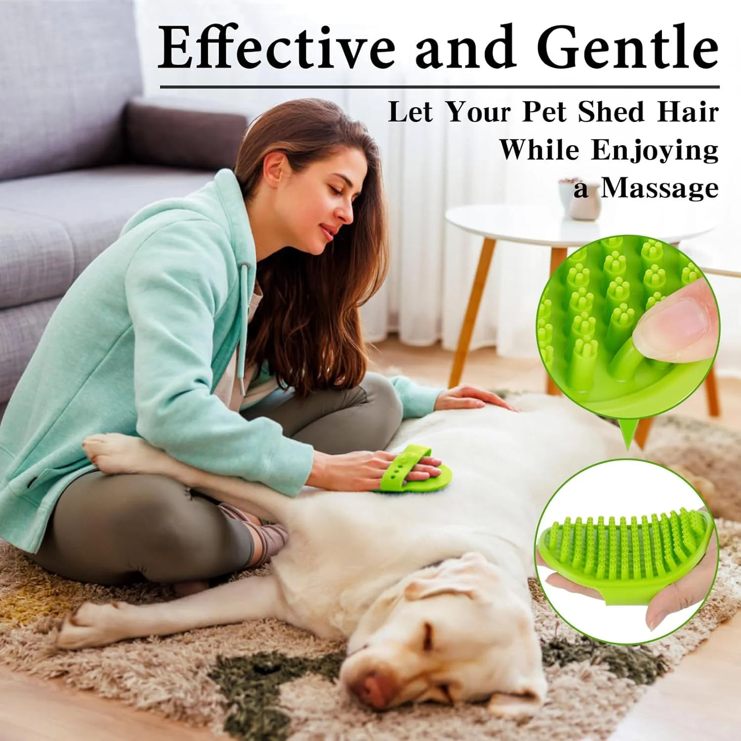 ست برس حمام سگ 2 عددی | برس اسکرابر سگ با دسته قابل تنظیم برای شامپو زدن، مو زدایی و ماساژ، مناسب برای حیوانات خانگی (سبز آبی)