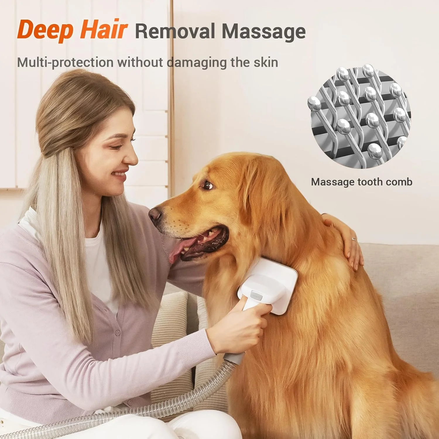 سری برس خلاء سگ Afloia - ابزار نظافت حیوانات خانگی برای سگ ها و گربه ها (جاروبرقی شامل نمی شود)، سازگار با جاروبرقی های پورت گرد 1-1.5 اینچی (Dyson، Bissell، Eureka، Dirt Devil)، با شلنگ اکستنشن (سفید)