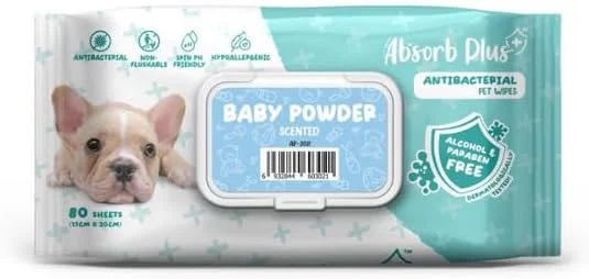 دستمال مرطوب آنتی باکتریال Absolute Holistic Absorb Plus با رایحه پودر بچه، 80 عددی