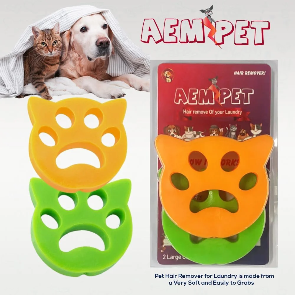 از بین برنده موی حیوانات خانگی AEMPET برای لباسشویی، ابزار قابل استفاده مجدد برای از بین بردن موی سگ و گربه، موی حیوانات خانگی را از لباسشویی شما پاک می کند، بسته 2 عددی از بین برنده مو، شوره را از لباس و لباسشویی پاک می کند، از بین برنده پرز قابل استفاده مجدد