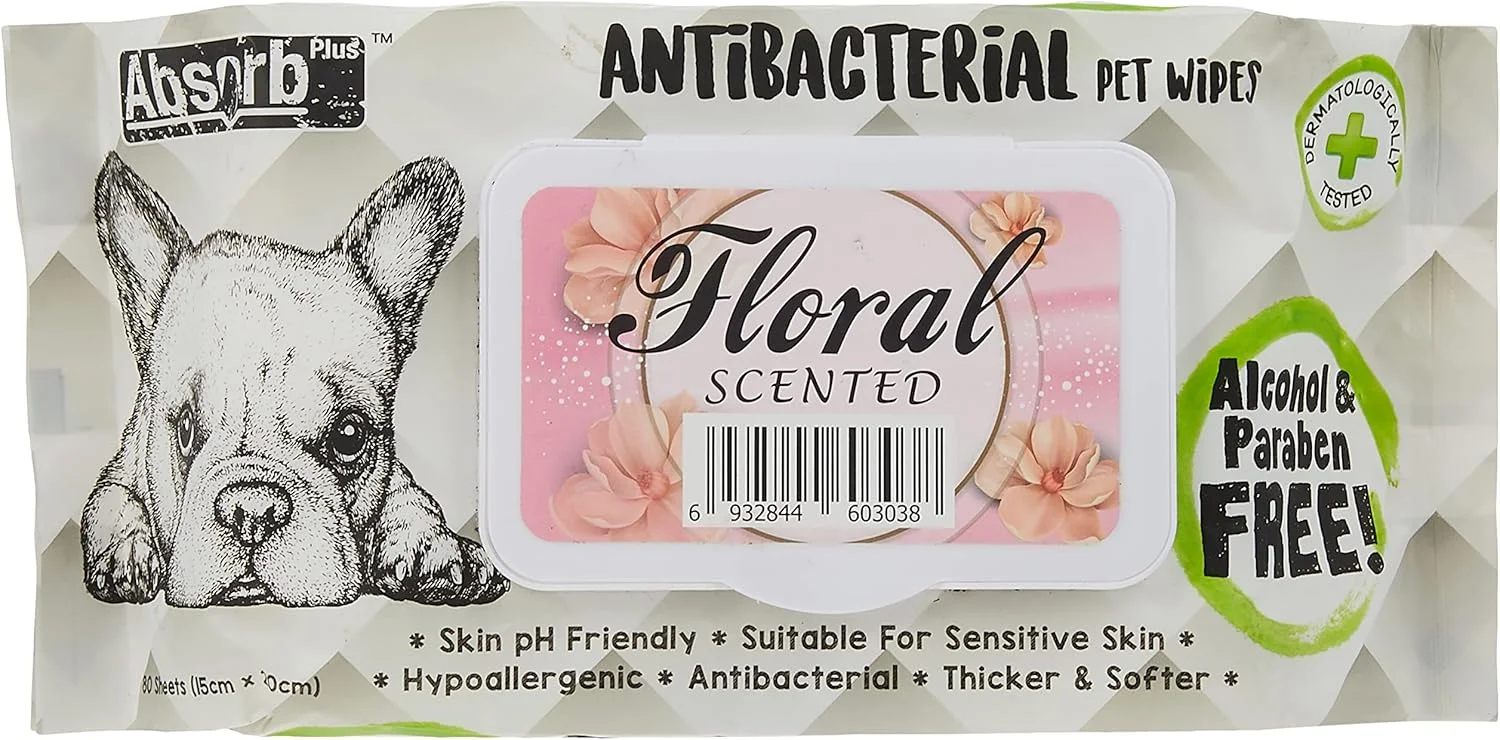 دستمال مرطوب آنتی باکتریال سگ و گربه Absolute Holistic Absorb Plus با رایحه گل - 80 عدد