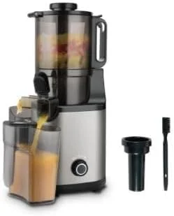 آبمیوه گیری 300 واتی با دهانه بزرگ KJ3081 - آبمیوه گیری با پرس سرد با دهانه عریض 140 میلی متری، سیستم دو فنجانه 1.7 لیتری، موتور کم سرعت 60 دور در دقیقه، لوازم جانبی با تمیز کردن آسان