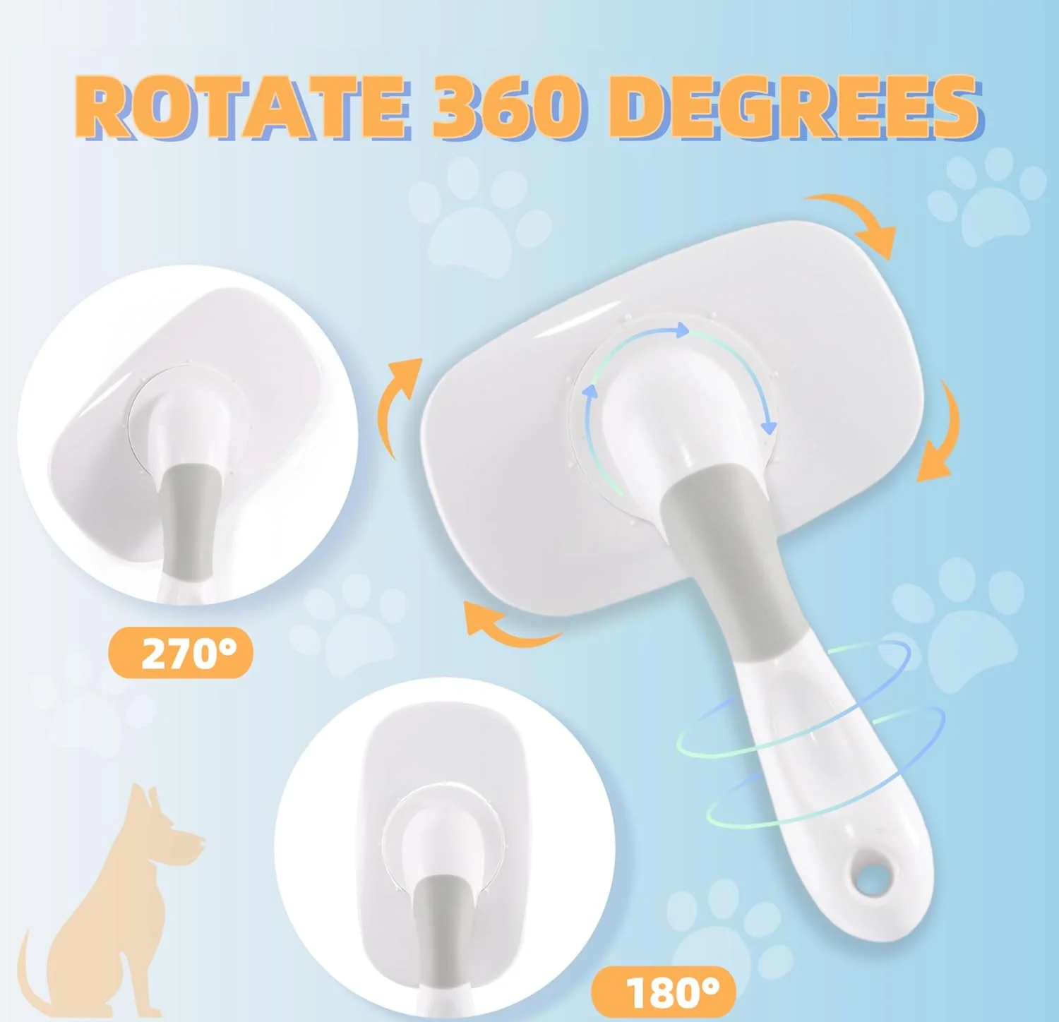 برس سگ و گربه با قابلیت چرخش 360 درجه با پین های نرم، برس ملایم لیسه ای برای سگ های کوچک، توله سگ ها، پودل ها، گربه ها، موهای شل را از بین می برد