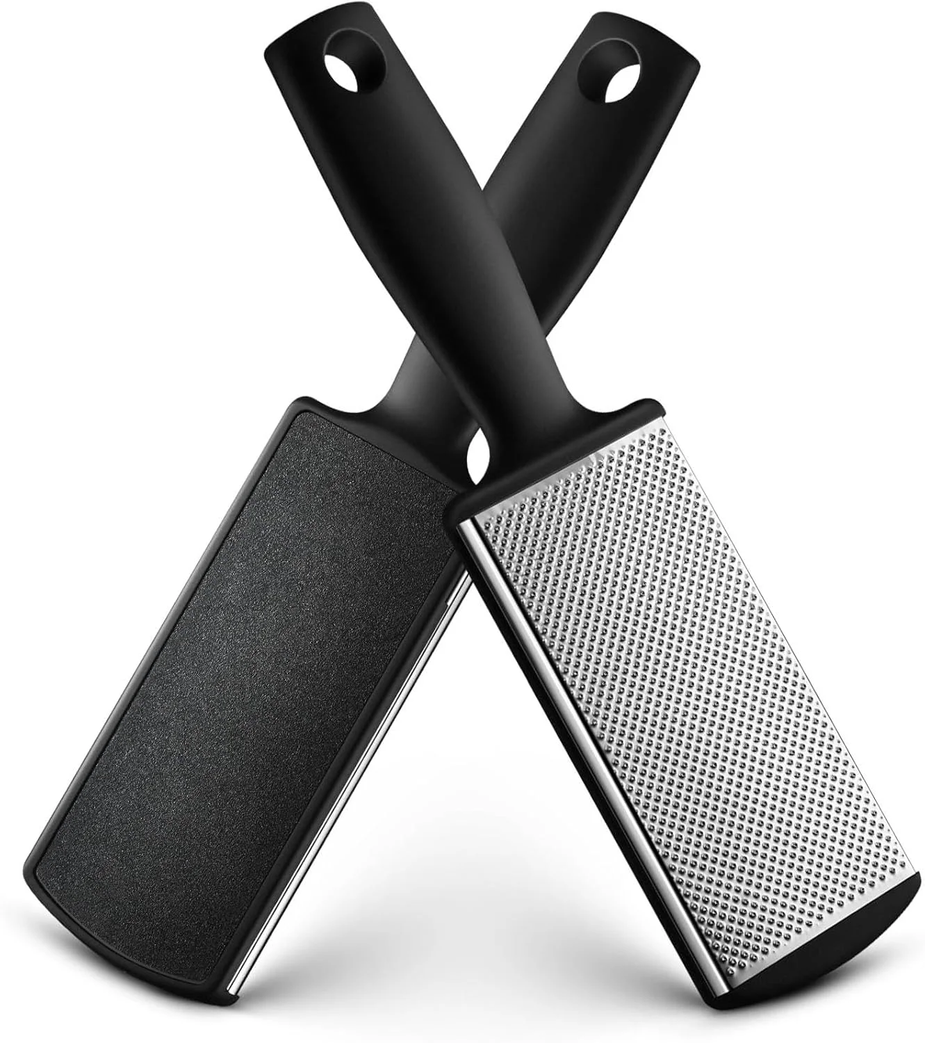 سوهان پا دو طرفه، سوهان از بین برنده پینه پا، سوهان استیل ضد زنگ پا، ابزار مراقبت از پا ابزار پدیکور سطح فلزی، پوست ترک خورده، مرده، ضخیم، خشک و سخت، ابزار برس سوهان - مشکی