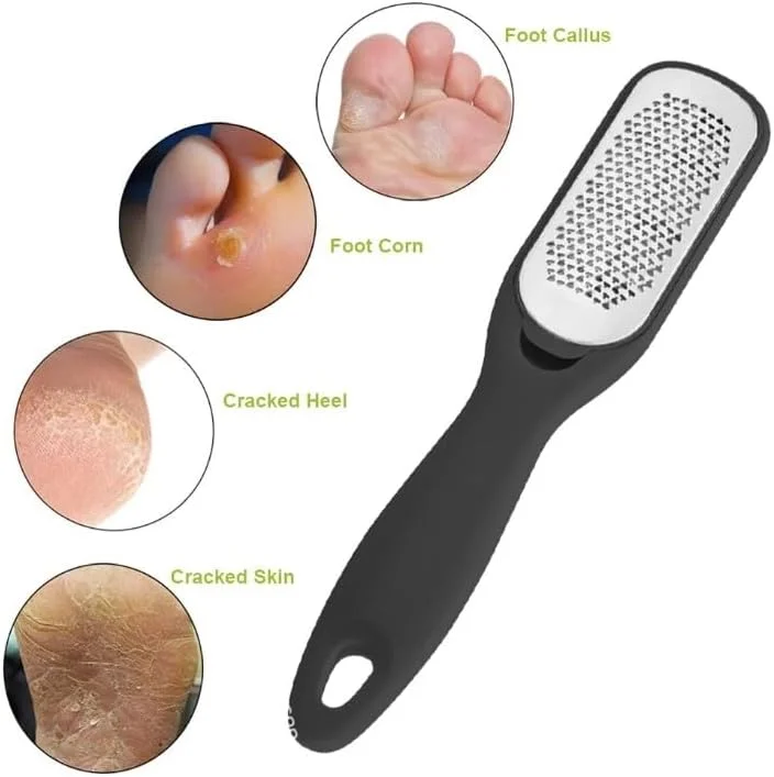 2 عدد سوهان پا از بین برنده پینه و پوست مرده، اسکرابر دو طرفه پا، ابزار پدیکور مراقبت از پا، مشکی-سبز