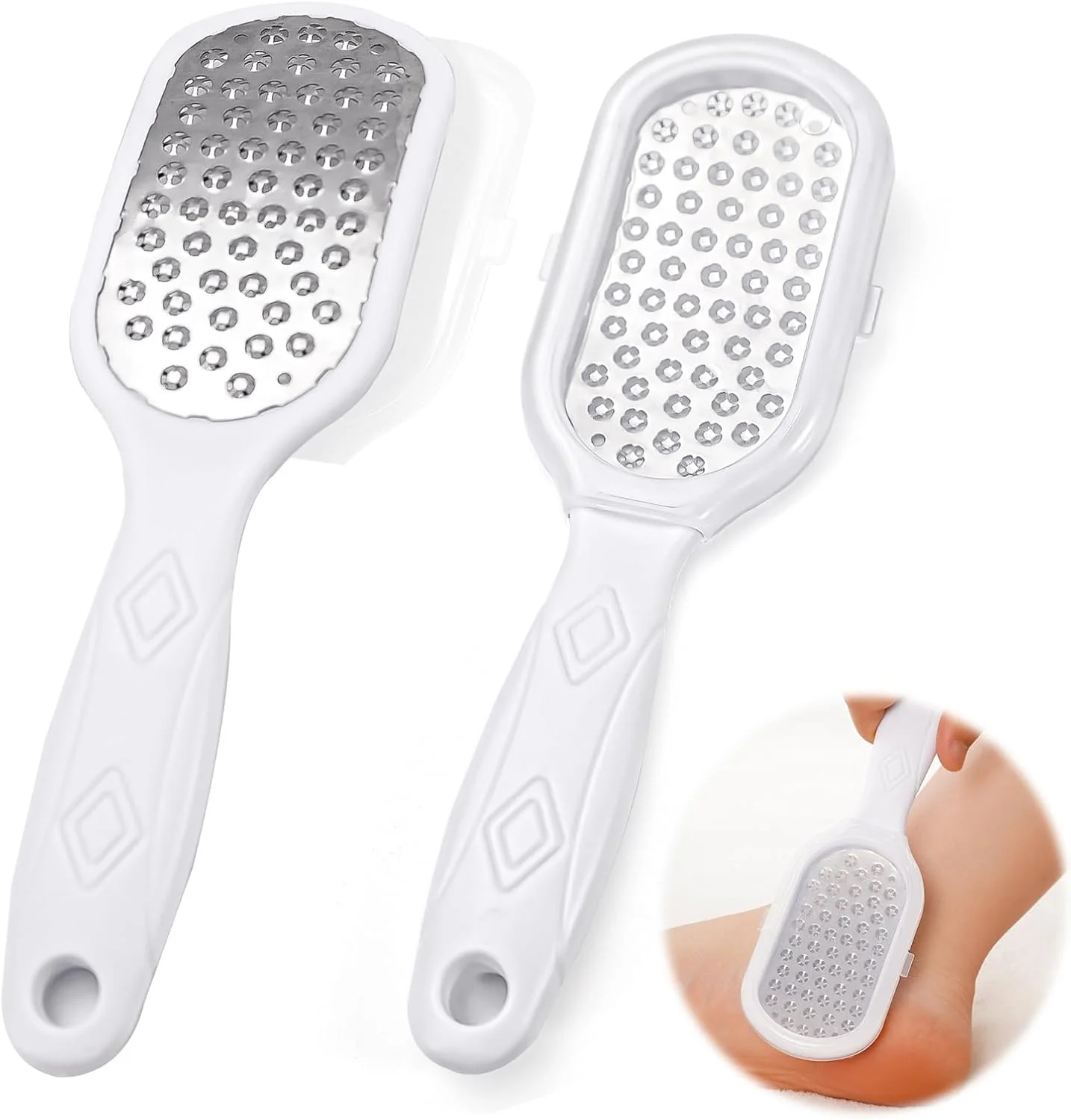 بتینیار 2 عدد سوهان پا از بین برنده پینه، رنده پا از بین برنده پینه برای مراقبت از پا، اسکرابر پاشنه پا از جنس استیل ضد زنگ برای پاشنه های ترک خورده (2 عدد)