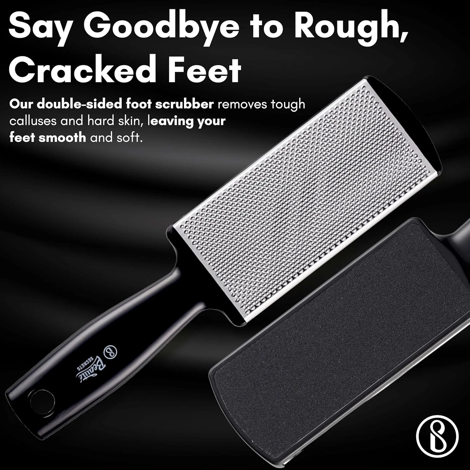 Beauté Secrets، اسکرابر پا، از بین برنده پینه، موثر برای پینه های ضخیم و ترک پا، سوهان پدیکور، از بین بردن پوست سخت، سوهان رنده ای پا