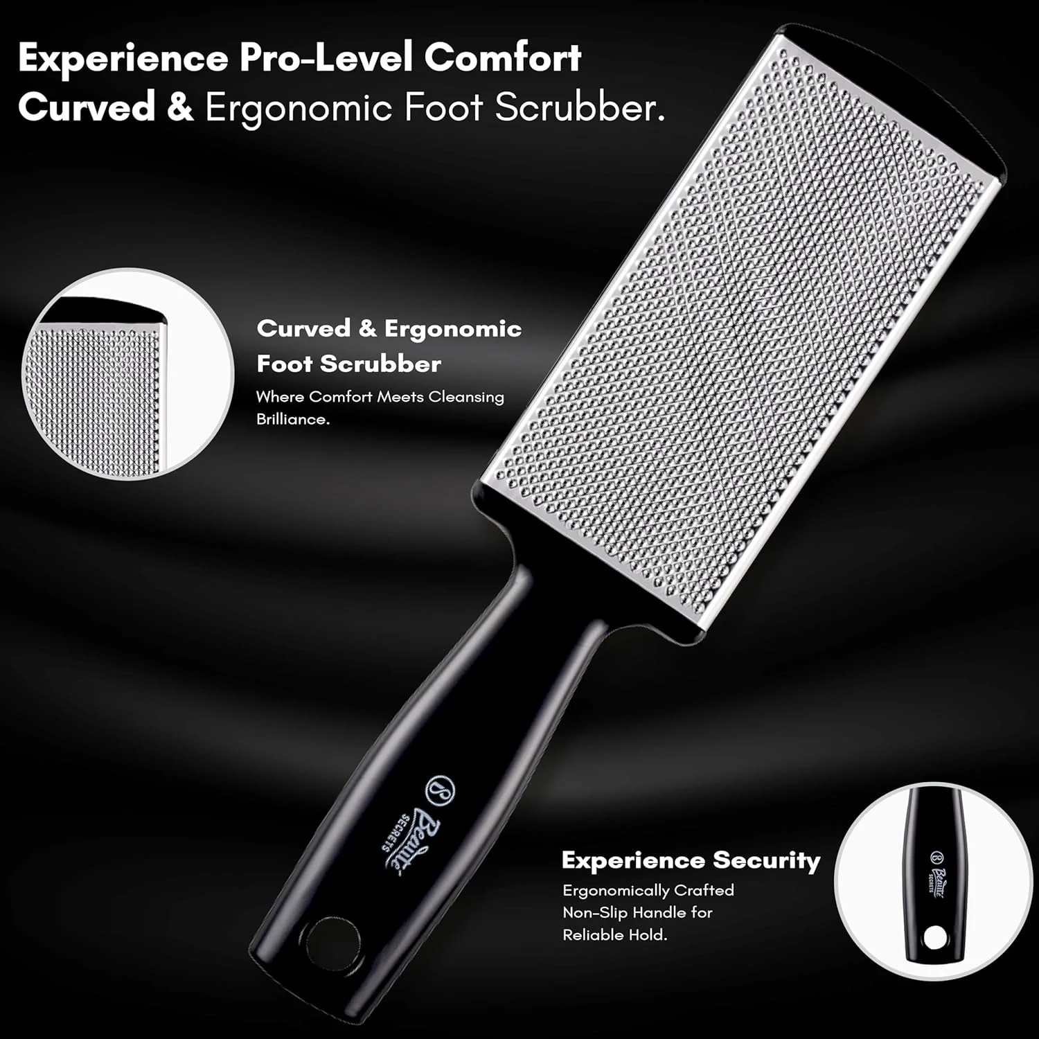 Beauté Secrets، اسکرابر پا، از بین برنده پینه، موثر برای پینه های ضخیم و ترک پا، سوهان پدیکور، از بین بردن پوست سخت، سوهان رنده ای پا