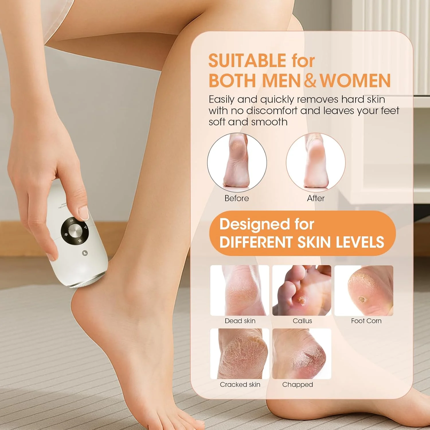 سوهان برقی پدیکور پا بی سیم، ابزار پدیکور قابل شارژ با 3 سری غلتکی استیل ضد زنگ، سنگ پای برقی قابل حمل برای پاشنه های ترک خورده و پوست های مرده سوهان برقی پدیکور پا بی سیم، ابزار پدیکور قابل شارژ با 3 سری غلتکی استیل ضد زنگ، سنگ پای برقی قابل حمل برای پاشنه های ترک خورده و پوست های مرده