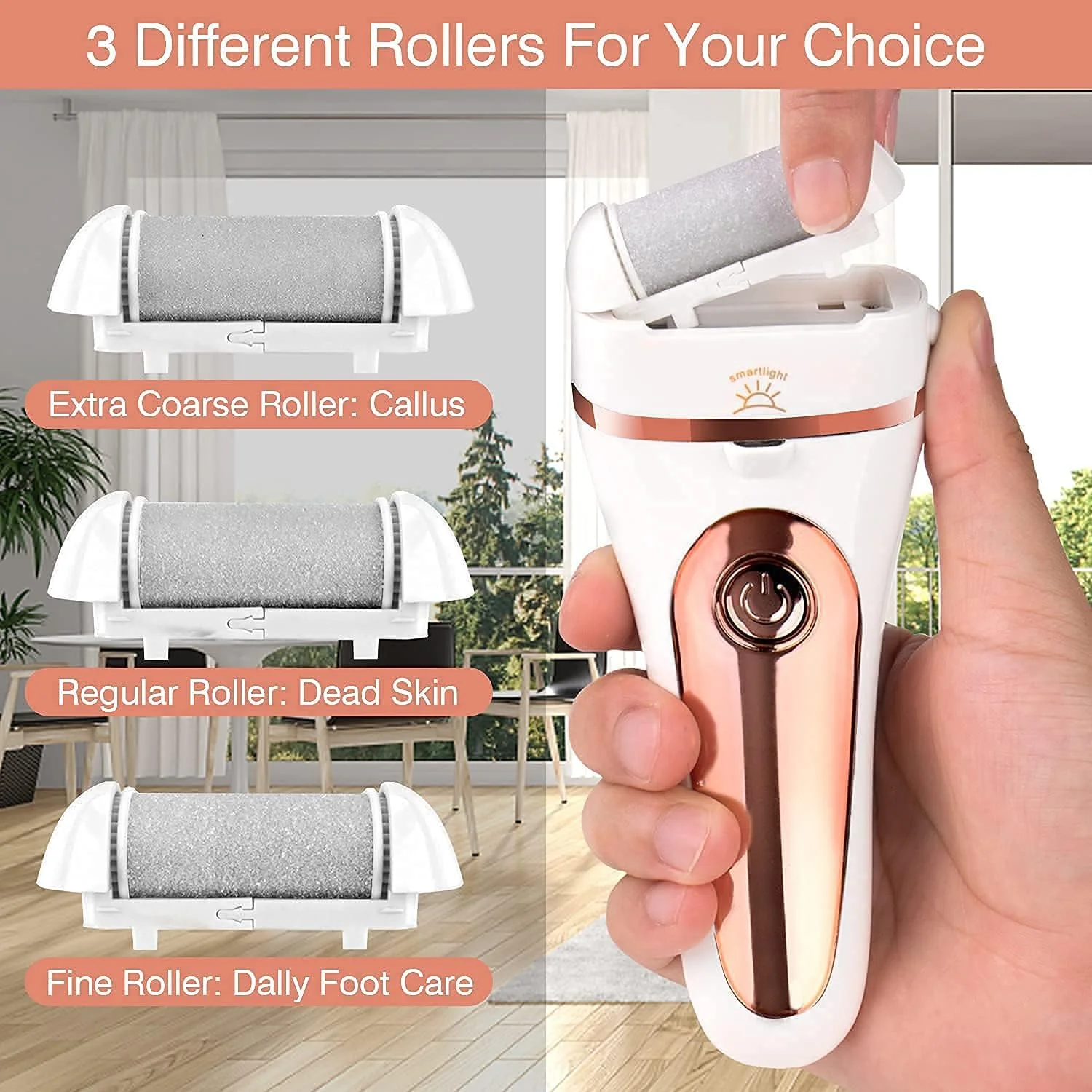 سوهان برقی پینه پا ZILL - کیت سوهان برقی قابل شارژ پا با 3 غلتک زبر و چراغ LED هوشمند برای پوست های مرده، سخت، ترک خورده و خشک سوهان برقی پینه پا ZILL - کیت سوهان برقی قابل شارژ پا با 3 غلتک زبر و چراغ LED هوشمند برای پوست های مرده، سخت، ترک خورده و خشک