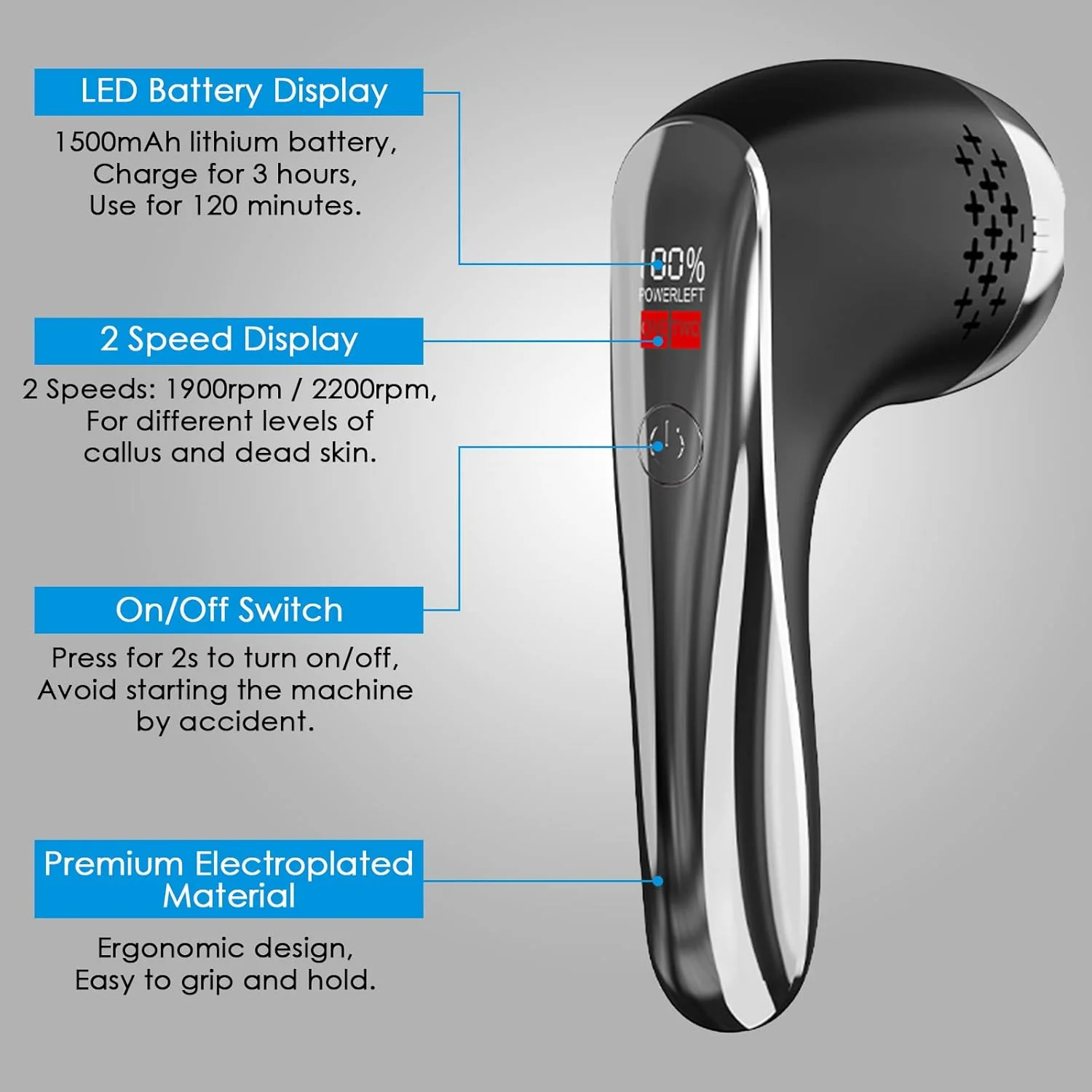 سوهان برقی ضد آب پا Vacto با قابلیت مکش، کیت ابزار پدیکور قابل شارژ، سوهان پا با 2 سرعت و نمایشگر LED باتری، کیت اسکرابر پا برای پینه و پوست مرده سوهان برقی ضد آب پا Vacto با قابلیت مکش، کیت ابزار پدیکور قابل شارژ، سوهان پا با 2 سرعت و نمایشگر LED باتری، کیت اسکرابر پا برای پینه و پوست مرده