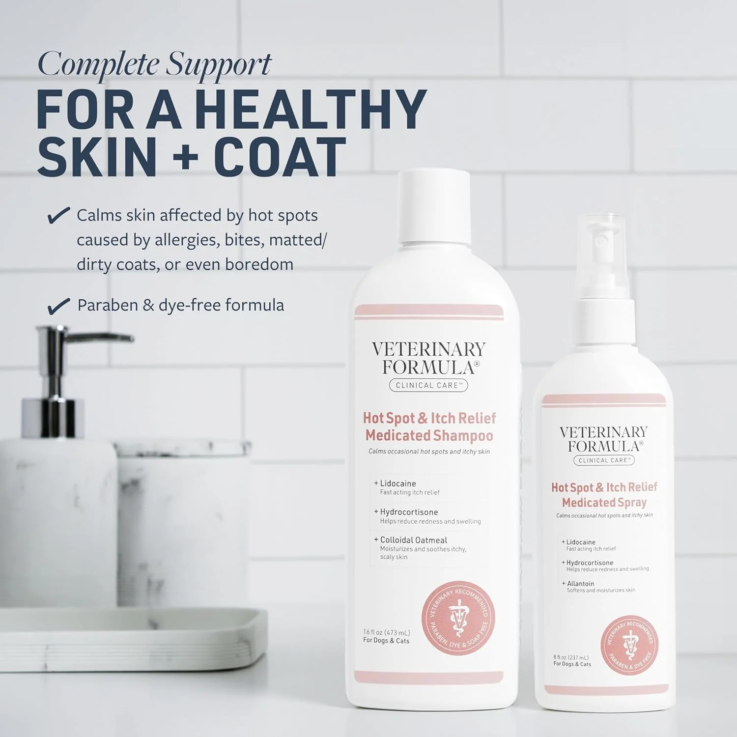Veterinary Formula Clinical Care Hot Spot & Itch Relief Medicated Shampoo and Spray for Dogs and Cats - Bundle