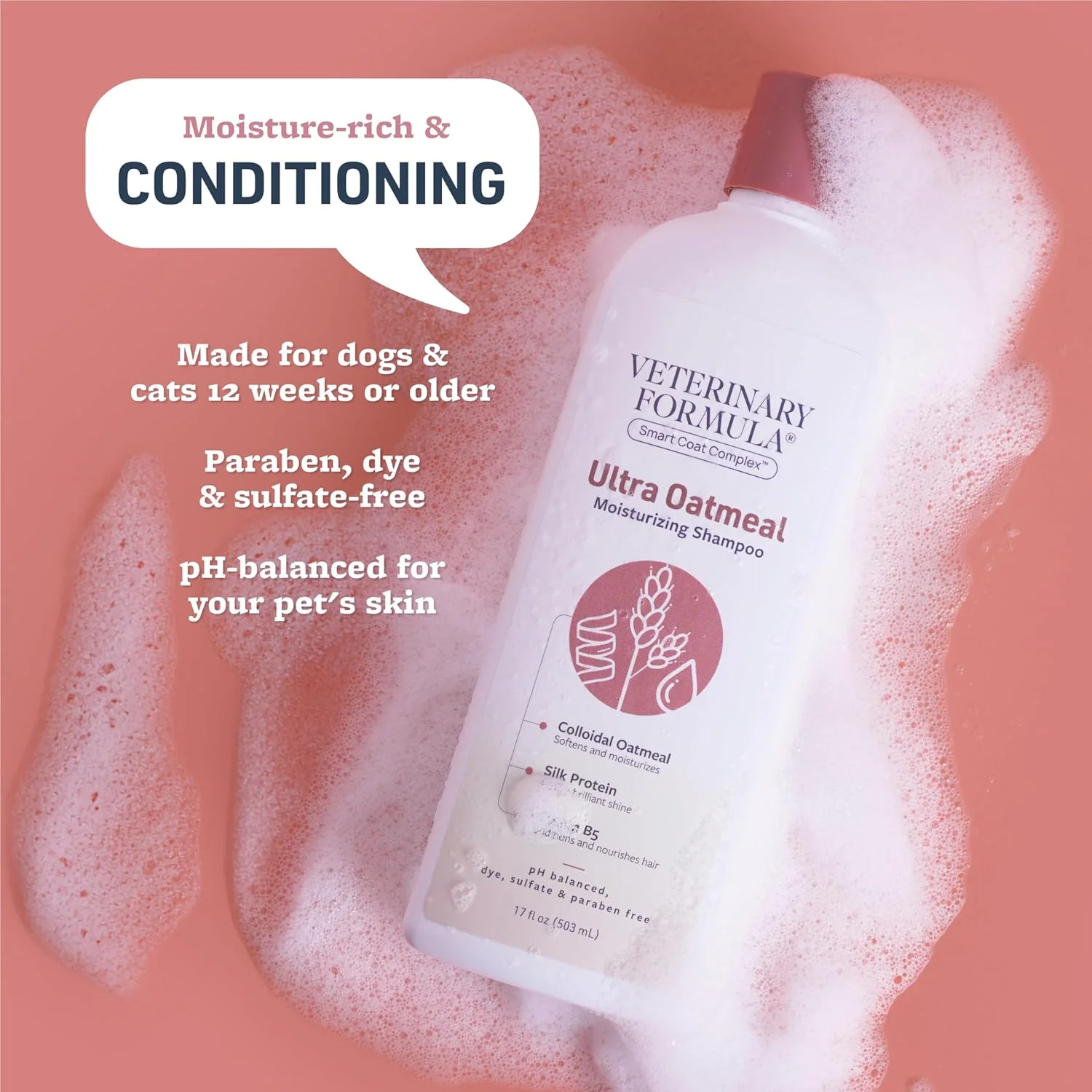 Veterinary Formula Solutions Ultra Oatmeal Moisturizing Shampoo for Dogs, 17 oz. – Moisture-Rich Nourishing Shampoo – Leaves Coat Clean, Soft, Silky, Shiny – Long-Lasting Fragrance (FG01210) Veterinary Formula Solutions Ultra Oatmeal Moisturizing Shampoo for Dogs, 17 oz. – Moisture-Rich Nourishing Shampoo – Leaves Coat Clean, Soft, Silky, Shiny – Long-Lasting Fragrance (FG01210)