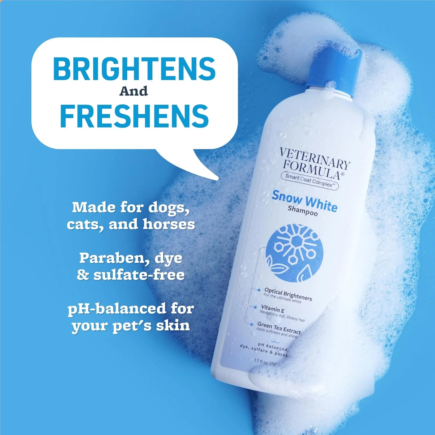 شامپو سفید کننده موی سگ و گربه Veterinary Formula Solutions، ۴۷۳ میلی لیتر - لکه ها را بدون سفید کننده یا پراکسید با خیال راحت از بین می برد - به آرامی تمیز می کند، خوشبو می کند و پوشش سفید را روشن می کند - رایحه تازه