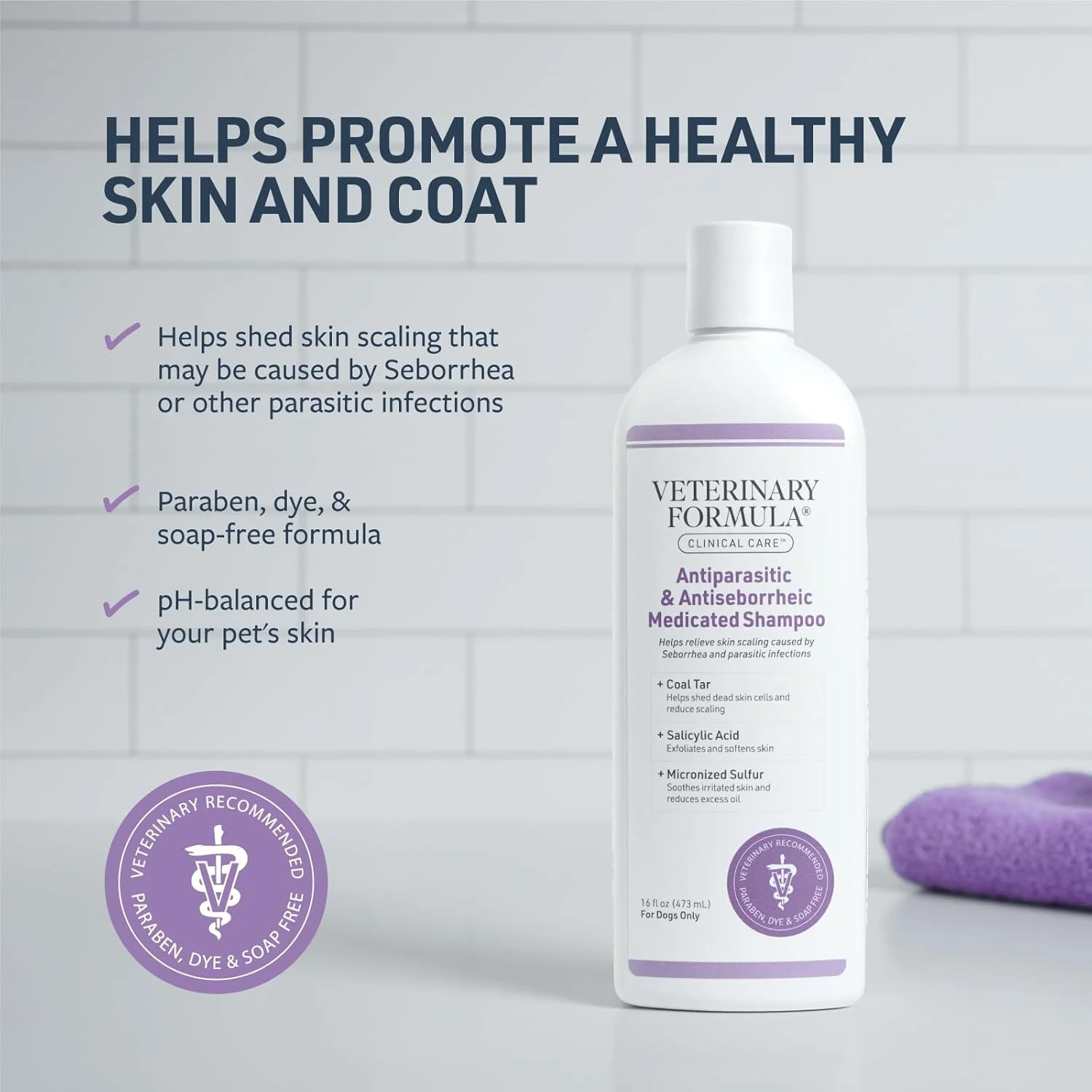 شامپو ضد انگلی و ضد سبوره سگ Veterinary Formula Clinical Care Synergylab، ۴۷۳ میلی لیتر