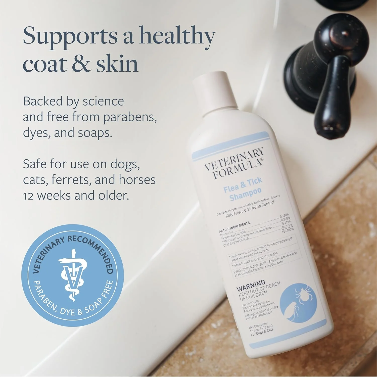شامپو ضد کک و کنه سگ Veterinary Formula SynergyLabs Clinical Care؛ ۴۷۳ میلی لیتر