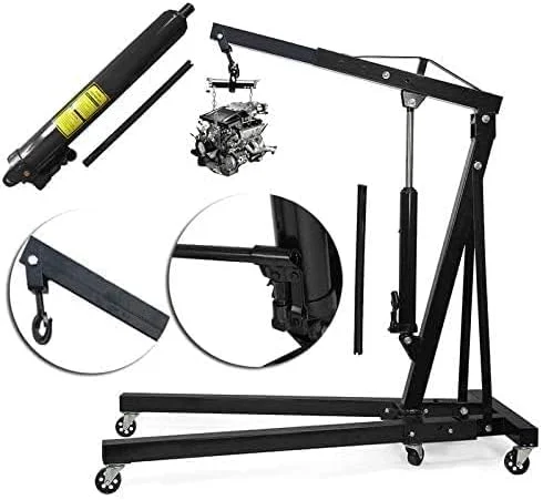 جک بالابر تاشو عباسعلی 3 تنی با چرخ، مناسب برای کارگاه، جرثقیل بالابر گاراژی، سیستم بالابر، جرثقیل موتور (مشکی)