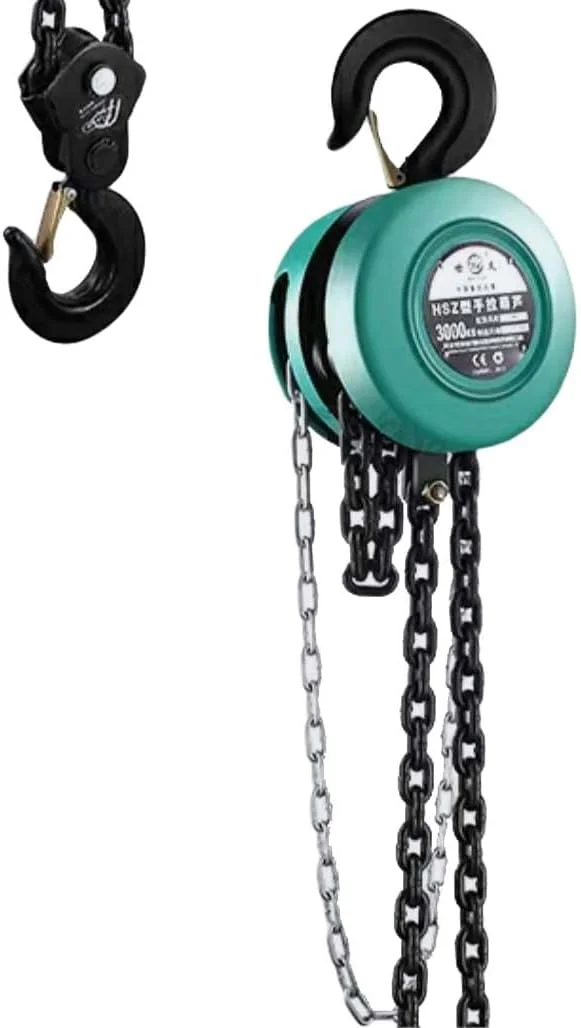 جرثقیل زنجیری دستی 2 تن / 4400 پوند با ساختار فولادی، جرثقیل دستی با 2 قلاب سنگین، زنجیر دستی برای ماشین آلات ساختمانی