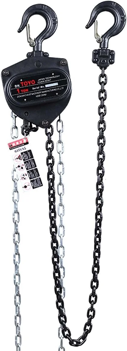 بالابر زنجیری دستی با ظرفیت 1 تن/2200 پوند، دارای 2 قلاب و زنجیر سنگین، بالابر دستی با ساختار فولادی، مناسب برای ماشین آلات انبار، زنجیر تکی (اندازه: 40 فوت)